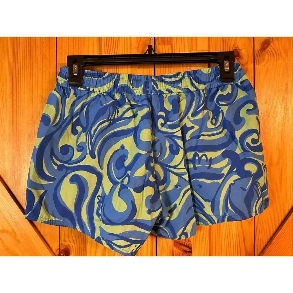 Lilly Pulitzer Luxletic Shorts Womens XS Blue Lillys Lagoon Drawstring Nylon (00